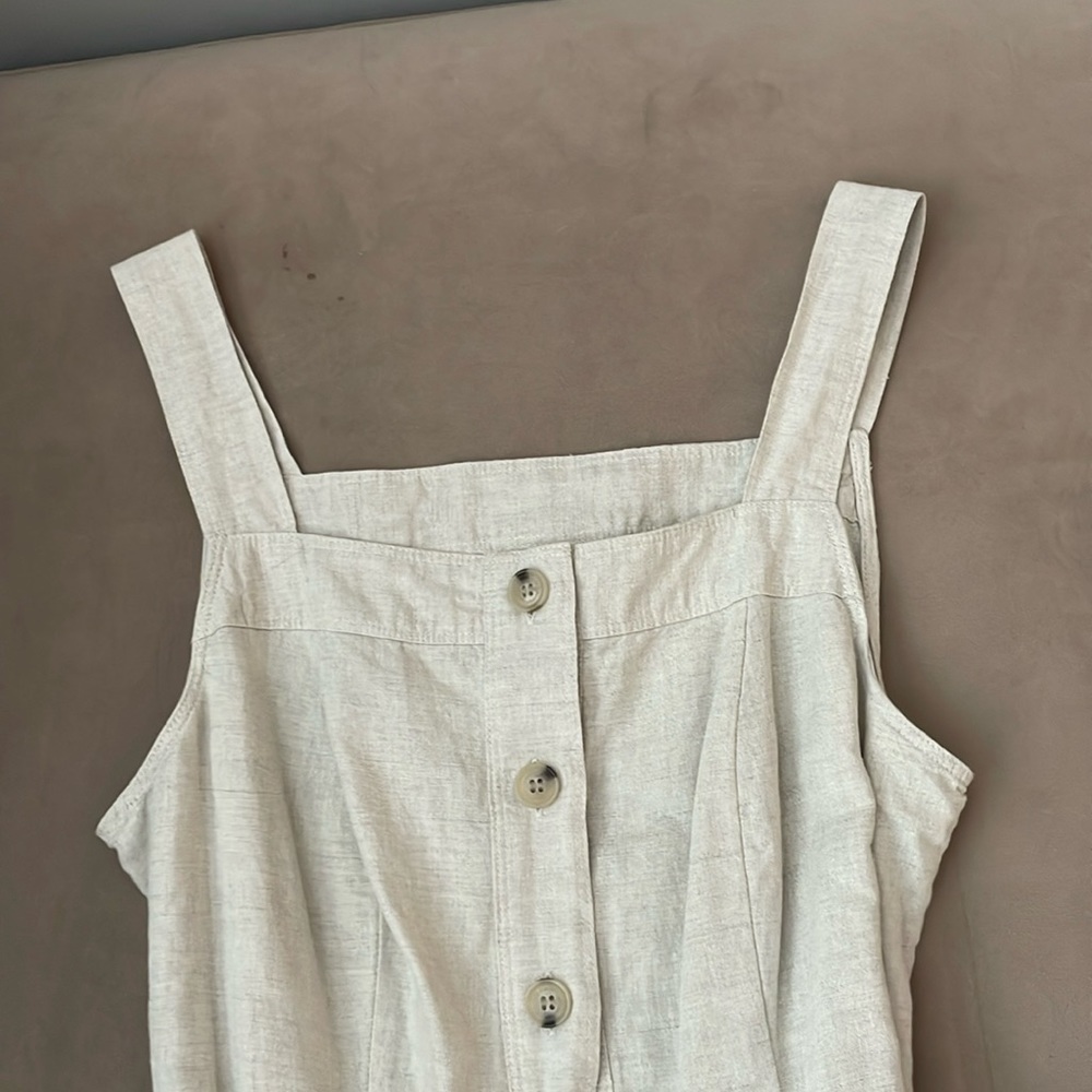 Linen Tan Midi Dress